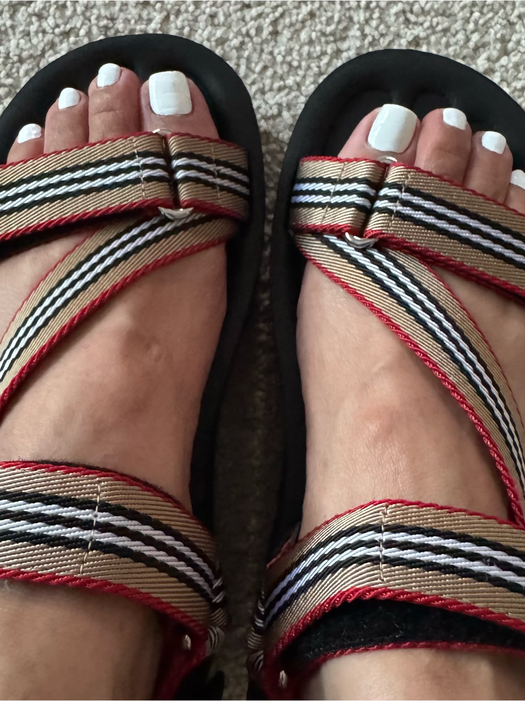 Burberry Webbing Strap Sandals In Black And Beige Womanâs Sz6